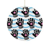 2025 Annual Christmas Ceramic Hockey Print Ornaments Elegant Decorative Christmas Hanging Art Ornaments Decorations for Xmas Tree Wreath Holiday Party Wedding Keepsake Gift