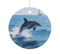 2025 Annual Christmas Ceramic Killer Whale Jump Ornaments Elegant Decorative Christmas Hanging Art Ornaments Decorations for Xmas Tree Wreath Holiday Party Wedding Keepsake Gift