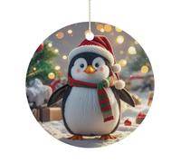 2025 Annual Christmas Ceramic Penguin Ornaments Elegant Decorative Christmas Hanging Art Ornaments Decorations for Xmas Tree Wreath Holiday Party Wedding Keepsake Gift