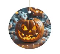 2025 Annual Christmas Ceramic Pumpkin Lantern Ornaments Elegant Decorative Christmas Hanging Art Ornaments Decorations for Xmas Tree Wreath Holiday Party Wedding Keepsake Gift