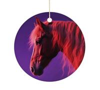 2025 Annual Christmas Ceramic Red Horse Ornaments Elegant Decorative Christmas Hanging Art Ornaments Decorations for Xmas Tree Wreath Holiday Party Wedding Keepsake Gift