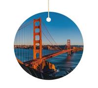 2025 Annual Christmas Ceramic San Francisco Bay Bridge Ornaments Elegant Decorative Christmas Hanging Art Ornaments Decorations for Xmas Tree Wreath Holiday Party Wedding Keepsake Gift