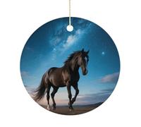 2025 Annual Christmas Ceramic Starry Sky Horse Ornaments Elegant Decorative Christmas Hanging Art Ornaments Decorations for Xmas Tree Wreath Holiday Party Wedding Keepsake Gift