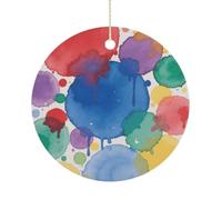 2025 Annual Christmas Ceramic Watercolor Color Point Ornaments Elegant Decorative Christmas Hanging Art Ornaments Decorations for Xmas Tree Wreath Holiday Party Wedding Keepsake Gift