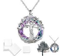2025 Aomeri Tree Of Life Necklace, Tree Of Life Pendant, Stainless Steel Gold Color Clear Zircon Round Pendant Neck Chains, Jewelry Fashion Accessories, Birthday Christmas Gifts For Mom Wife (C)