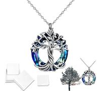 2025 Aomeri Tree Of Life Necklace, Tree Of Life Pendant, Stainless Steel Gold Color Clear Zircon Round Pendant Neck Chains, Jewelry Fashion Accessories, Birthday Christmas Gifts For Mom Wife (B)