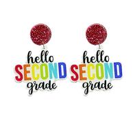 2025 Back to School Teacher Stud Drop Dangle Acrylic Earrings for Women Colorful First Day of School Earrings for Students Appreciation Gifts Jewelry Grade, metal acrylic, acrylic