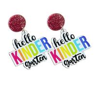 2025 Back to School Teacher Stud Drop Dangle Acrylic Earrings for Women Colorful First Day of School Earrings for Students Appreciation Gifts Jewelry Grade, Metal Acrylic, acrylic