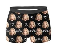 2025-Badehose Männer Strandshorts unterhosen Personalisiert mit Gesicht Personalisiert für Männer Personalisiert für Freund, Black, XL