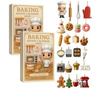 2025 Baking Advent Calendar, 24 Days 2D Christmas Countdown Calendar with Holiday Recipes, Festive Baking Inspiration, Seasonal Treat Ideas, Unique Christmas for Bakers & Families (Beige-2 Pcs)