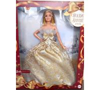 Barbie Signature, 2025 Holiday Blonde Fashion Doll Wearing Silver & Gold Gown, Seasonal Collector Toy in Displayable Packaging, JBJ00