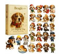 2025 Beagle - 26 x 18 x 3 cm Dog Figurine Christmas Countdown, 24-Day 2D Acrylic, Cute Beagle Ornaments | Tree Decorations, Holiday present, Perfect for Dog Lovers & Families