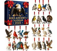 2025 Bird Advent Calendar, 24 Days Christmas Countdown Calendars, With 24 Different Birds Ornaments, Realistic Design Christmas Vacation Advent Calendar For Bird Lover Holiday Home Decor (1 pcs)