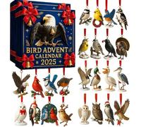2025 Bird Advent Calendar, 24 Days Christmas Countdown Calendars, With 24 Different Birds Ornaments, Realistic Design Christmas Vacation Advent Calendar For Bird Lover Holiday Home Decor (2 pcs)