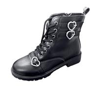 2025 Boots for Women Women Nude Boots Buckle Fashion Low Heel Ankle Low Hell (Black, 5.5)
