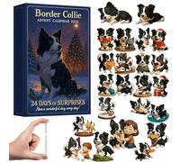 2025 Border Collie Advent Calendar, 24 Days Christmas Countdown with 24 Unique Border Collie Decorations 2D Acrylic Pendant, for Dog Lovers & Home Decor Enthusiasts, Ideal Xmas Gifts