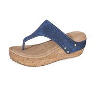 2025 Border European And America Plus Size Solid Color Summer New Item Round Head Thick Bottom Fashionable Hollow Out Wearing Herringbone Style Sandals For Women Water Shoes with Support (Navy, 6.5)