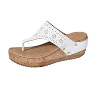 2025 Border European And America Plus Size Solid Color Summer New Item Round Head Thick Bottom Fashionable Hollow Out Wearing Herringbone Style Sandals For Women Water Shoes with Support (White, 6.5)