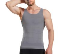 2025 Breathable Invisible Compression Garment High Elastic Abdominal Shaping Garment Men's Body Shaping Vest Slimming Vest (Gray,3XL)