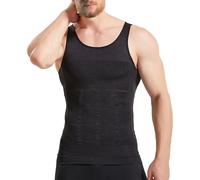 2025 Breathable Invisible Compression Garment High Elastic Abdominal Shaping Garment Men's Body Shaping Vest Slimming Vest (Black,S)