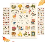2025 Bucket List Calendar,12 Months Large Double spiral Wire-Binding Wall Calendar with Hook,To-Do List & Notes,Wall Calendar for Planning or Organizing,2025 Calendars for Home Decor
