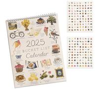 2025 Bucket List Calendar,12 Months Large Double spiral Wire-Binding Wall Calendar with Hook,To-Do List & Notes, Wall Calendar for Planning