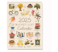 2025 Bucket List Calendar, 9 * 12 inch 12 Months Large Double Spiral Wire-Binding Wall Calendar with Hook, Thick Paper, to-Do List & Notes, Wall Calendar for Planning or Organizing,Calendar 2024 (1PC)