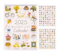 2025 Bucket List Calendar, Calendar 2025 Wall Calendar, Wall Calendar with Double Spiral, Wall Calendar with Hooks, Thick Paper, To-Do List and Notes, Ideal as a Couple Calendar or Family Calendar