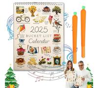 2025 Bucket List Calendar, Premium Paper Bucket List Calendar 2025 with Hook, for Couples Women Journal, Thick Slightly Yellow Paper, Eye Protection, Convenient Writing, 9 * 12 inchs (1PCS)