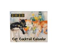 2025 Calendar - Cats Calendar 2025 - Funny Calendar 2025 | Cute Cat Wall Calendar | Cat Cocktails Calendar 2025 | Daily Planner Calendar with Animal Theme