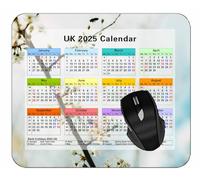 2025 Calendar Mouse Pad,Branch Bloom Flowers Mouse Mat for Office Computers Laptop Men Women