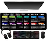 2025 Calendar Mouse Pad, Gaming Rectangle Mousepad for Computer Laptop Non-Slip Rubber Desk Mat,Christmas New Year Office Accessories (9.5 X 7.9 Inch) - Black Colorful