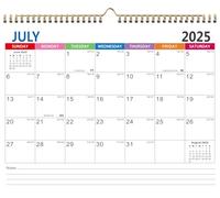 2025 Calendar, Wall Calendar from July 2025-December 2026, 18 Months, Family Weekly Planner Twin-Wire Binding, Hanging Calendar for Planning (Mixcolor)