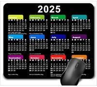 2025 Calendar with Holiday Mouse Pad, Gaming Rectangle Mousepad for Computer Laptop Non-Slip Rubber Desk Mat,Cute for New Year Office Accessories (9.4"x7.9") - Black