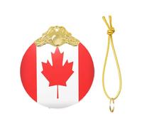 2025 Canadian Flag Print Christmas Metal Buckle Glass Round Pendant Ornaments,Xmas Tree Decoration