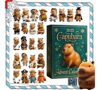 2025 Capybara Advent Calendar, 24 Day Christmas Countdown Calendar with 24 2D Cute Capybaras Pendant, for Animal Lovers, Cute Desk Decoration for Christmas (Green-1 set)
