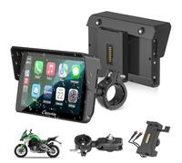 2025 Carpuride W502S PRO Motorcycle GPS Wireless Carplay/Android Auto, 5" Waterproof Motorbike Touch Screen, with BM05 Mount, Bluetooth Trans, Wired Controller, Navigation