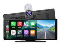 2025 Carpuride W903 9.3" 4K Dash Cam with Wireless CarPlay - Dual Front/Rear Camera, Loop Recording, Bluetooth, Mirror Link, GPS, Siri, Dashboard Mounted, Night Vision, Universal Car/Truck/Motorhome
