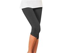 2025 - Casual Fashion Elastic Pleated Cropped Leggings for Women with Hanging Tendon Pencil Shorts Lost Mind, darkgray, M