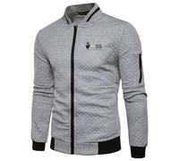 2025 Casual Jackets for Men Lightweight Comfortable Stylish Printed Outdoor Jacket for Everyday Leisure Activities Baseball College Men, Light grey, L