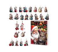 2025 Cat Advent-Calendar - 2D Acrylic Cat Ornaments | 24 Day Countdown Calendar Kitten Pendant For Car Rearview Mirror Wall Window Christmas Tree Door