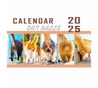 2025 Cat Butthole Calendar Funny Cats Balls Calendar 12 Month Family Calendar with Blank Room for Notes Wall Hanging Cat Balls Calendar for Cat Lovers Home Office Christmas Birthday