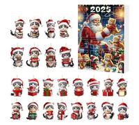 2025 Cat Christmas Decorations Countdown Timer with 24 Ornaments Cat Tree Acrylic Seasonal Holiday Decoration for All the Family for Men Boys Girls Fa
