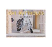 2025 Cat Wall Calendar Featuring Humorous Cat Butts for Families - Funny Feline Butthole Designs Across a 12-Month Schedule (Grey, 28X21cm)