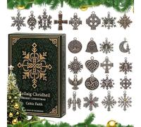 2025 Celtic Faith Advent Christmas,24 Days 2D Acrylic Holiday Pendants - Christian Blessing Countdown Calendar | for Wreath Front Door Office Living Room Bedroom Wall Window Sill Mantel