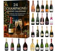 2025 Champagne Advent Calendar, 24 Days of 2d Acrylic Decoration Champagne Countdown Calendar Surprise Gifts for Liquor Lovers, Decor for Wreath Mantel, Living Room, Holiday Party