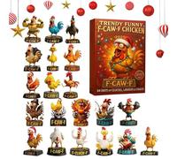 2025 Chicken Advent - Chicken Christmas Calendar, Chicken Christmas Calendar, 24 Day Acrylic 2D Decorations Christmas Countdown Calendar, Ornaments for Thanksgiving, Birthday, Home