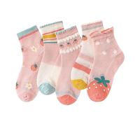 2025 Children's Girls Socks Mesh Breathable Soft Comfortable Cute Cartoon Strawberry Pattern Daily Walking Wear Christmas Socks for Kids Plaid (0-2 Years)