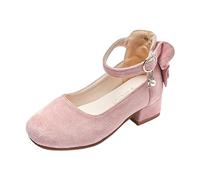 2025 Children's Shoes Thick High Heel Sandals Fashionable Bow Small High Heel Princess Sandals Sandals 35, pink, 10 UK Child