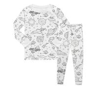 2025 Children's Sketch Colouring Comfortable DIY Hand Drawn Hoodie Set Unisex Children's Sweatshirt and Trousers Outfit Boys, White, 2-3